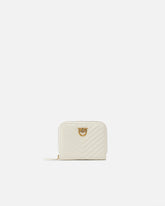 Portafoglio quadrato zip-around nappa trapuntata - Bianco | Pinko