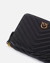 Portafoglio quadrato zip-around nappa trapuntata - Nero | Pinko