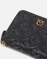 Portafoglio quadrato in pelle Monogram imprimè - Nero | Pinko