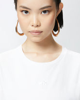 Short-sleeved T-shirt with embroidered logo - | Pinko