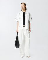 Short-sleeved T-shirt with embroidered logo - | Pinko