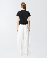 Short-sleeved T-shirt with embroidered logo - | Pinko