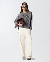 Sweatshirt mit Maxi-Schmuckstickerei Love Birds - Grau | Pinko