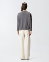 Sweatshirt with Love Birds jewel maxi embroidery - Grey | Pinko