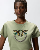T-shirt avec maxi broderie bijou Love Birds - Vert | Pinko