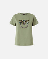 T-shirt avec maxi broderie bijou Love Birds - Vert | Pinko