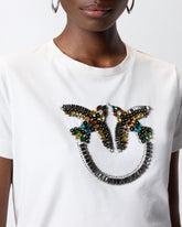 T-shirt with Love Birds jewel maxi embroidery - | Pinko