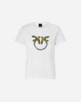 T-shirt with Love Birds jewel maxi embroidery - | Pinko
