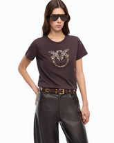 T-shirt à logo bijou Love Birds - Marron | Pinko