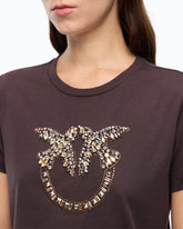 T-shirt à logo bijou Love Birds - Marron | Pinko