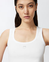 Geripptes Tanktop mit Vogel-Logo - | Pinko