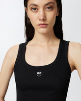 Ribbed vest top with birds logo - Black | Pinko