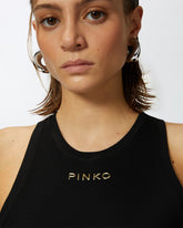 Ribbed top with logo - Black | Pinko
