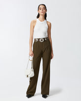 Top a canotta a costine con logo - | Pinko