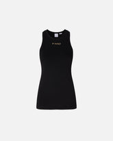 Top a canotta a costine con logo - | Pinko