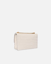 Borsa a tracolla media Love Bag One in pelle stampa coccodrillo - Bianco | Pinko