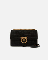 Love Bag One medium crossbody bag in crocodile-print leather - Black | Pinko