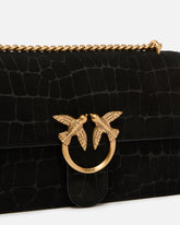 Borsa a tracolla media Love Bag One in pelle stampa coccodrillo - Nero | Pinko
