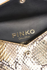 PINKO Galleria flat card holder in laminated reptile skin - | Pinko