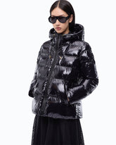 Steppjacke aus Crystal-Nylon mit Kapuze - Schwarz | Pinko