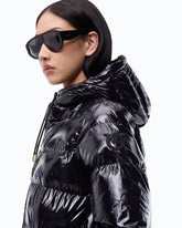 Steppjacke aus Crystal-Nylon mit Kapuze - Schwarz | Pinko