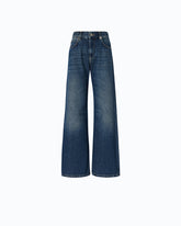 Wide-leg soft denim jeans - Blue | Pinko