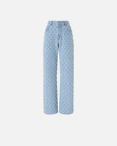 Dżinsy wide leg z rombami z kryształków - | Pinko