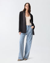 Jeans wide leg con disegno rombi e strass - | Pinko