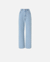 Jeans wide leg con disegno rombi e strass - | Pinko