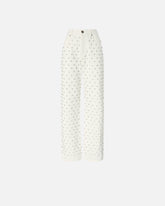Wide-leg jeans with diamond pattern and rhinestones - | Pinko