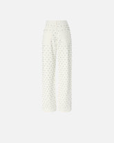 Wide-leg jeans with diamond pattern and rhinestones - | Pinko
