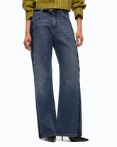 Wide-leg jeans with lace trim - | Pinko