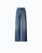 Wide-leg jeans with lace trim - | Pinko