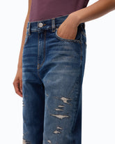 Jeans wide leg con rotture - Azzurro | Pinko