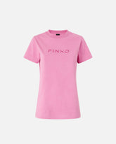 T-shirt with PINKO logo embroidery - | Pinko