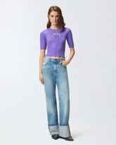 Maglia mezze maniche con logo in lana - | Pinko