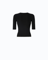 Maglia mezze maniche con logo in lana - | Pinko