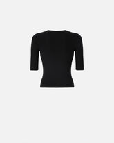 Maglia mezze maniche con logo in lana - | Pinko