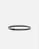 Fine ceinture en cuir avec boucle Love Birds 1 cm - Noir | Pinko