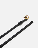 Fine ceinture en cuir avec boucle Love Birds 1 cm - Noir | Pinko