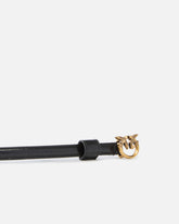 Fine ceinture en cuir avec boucle Love Birds 1 cm - Noir | Pinko