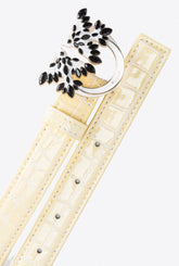 PINKO Galleria thin 2cm shiny croc-print belt with Love Birds buckle - | Pinko