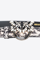 PINKO Galleria thin 2cm reptile-print belt with Love Birds buckle - | Pinko