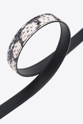 PINKO Galleria thin 2cm reptile-print belt with Love Birds buckle - | Pinko