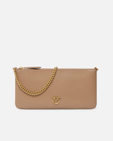 Horizontal Flat Bag in pelle - Beige | Pinko