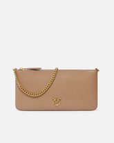 Horizontal Flat Bag ze skóry - Beżowy | Pinko