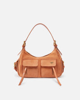 Borsa a spalla media Cargo in suede con tasche - | Pinko