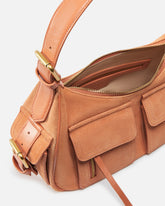 Borsa a spalla media Cargo in suede con tasche - | Pinko