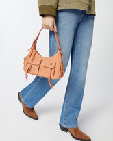 Borsa a spalla media Cargo in suede con tasche - | Pinko