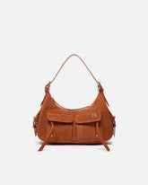 Borsa a spalla media Cargo in suede con tasche - | Pinko